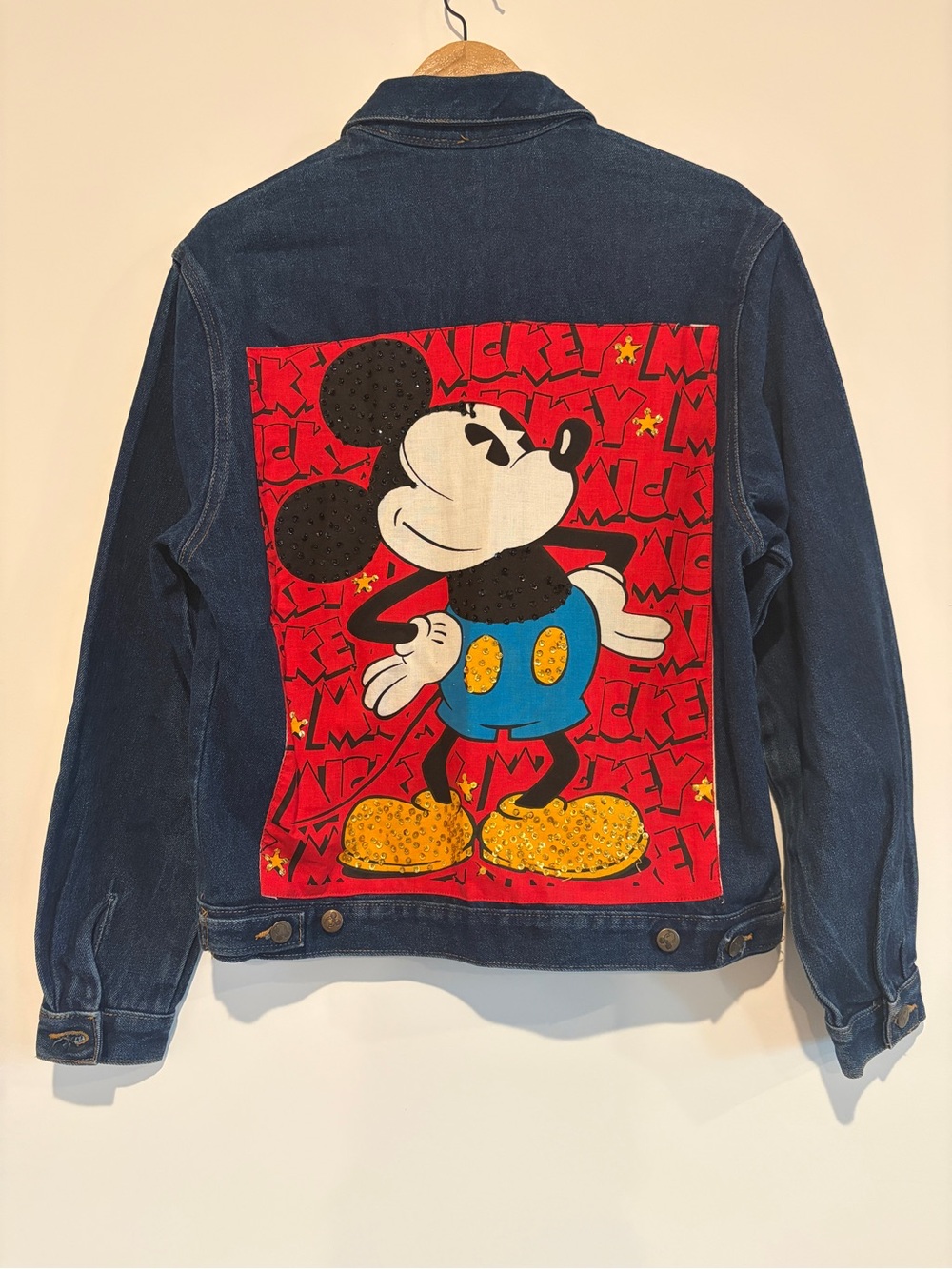 Vintage J.G. Hook Disney Mickey Mouse Sequin Denim Jacket Medium M *READ*